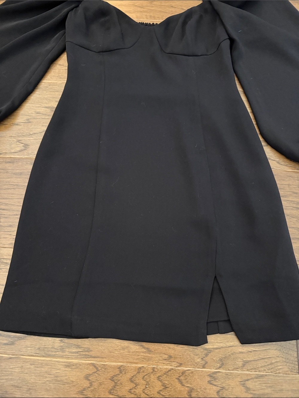 Aritzia Wilfred Novella Dress Black Puff Sleeve Mini Size 4 - Picture 6 of 11